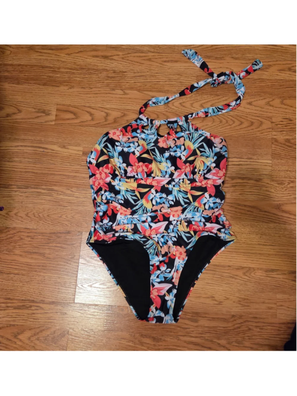 Women's AIMAGE Floral One-Piece Swimsuit, XL, Black/Multicolor Tropical